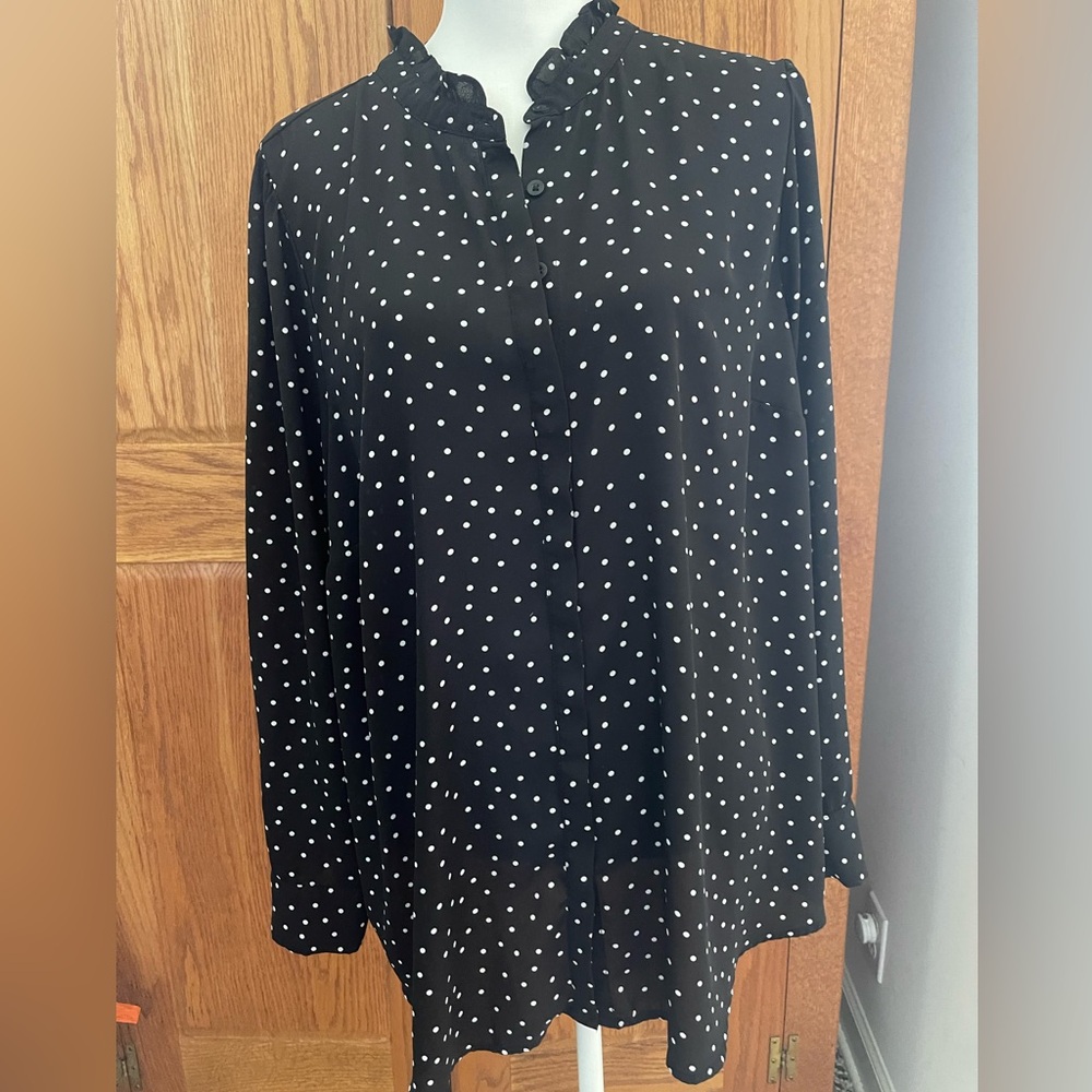 Polka Dot Long Sleeve Blouse Torrid Size 3